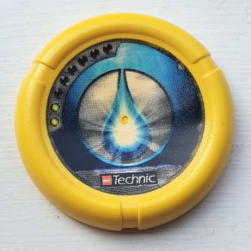 Large Figure Throwing Disk, Scuba / Sub, 2 Pips, Waterdrop Logo Print Gelb