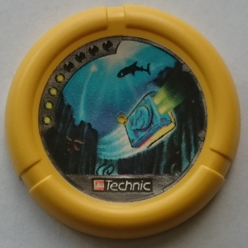 Large Figure Throwing Disk, Scuba / Sub, 4 Pips, Flying Box and Shark Print Yellow