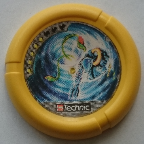 Large Figure Throwing Disk, Scuba / Sub, 5 Pips, Vortex with Tentacles Print Gelb