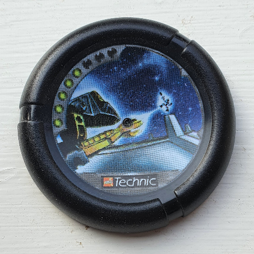 Large Figure Throwing Disk, Jet / Judge, 5 Pips, Shooting Beam at Bot Print Schwarz