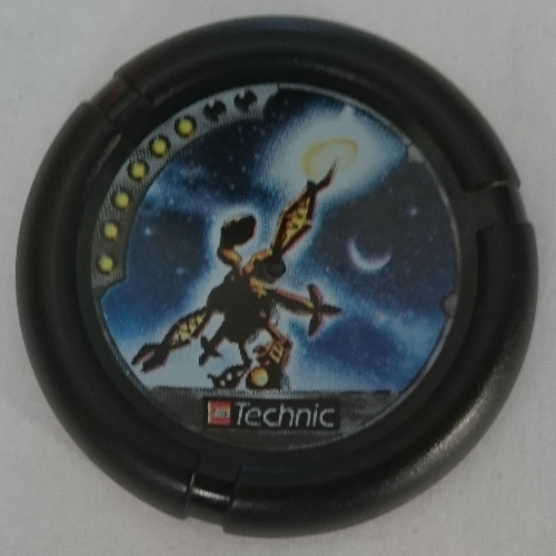 Large Figure Throwing Disk, Jet / Judge, 6 Pips, Holding Up Glowing Disk Print Schwarz