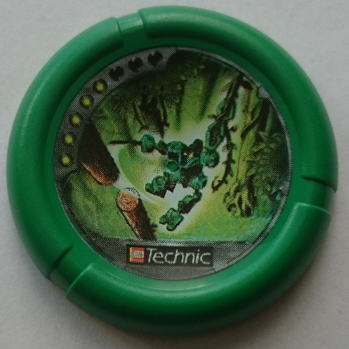 Large Figure Throwing Disk, Amazon / Jungle, 5 Pips, Hanging on Vine and Cutting Tree Print Grün
