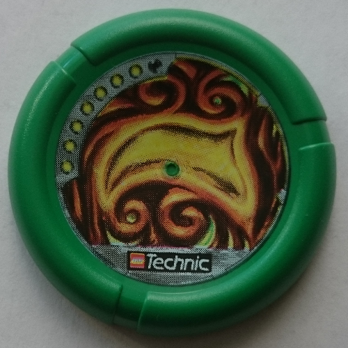 Large Figure Throwing Disk, Amazon / Jungle, 7 Pips, Glowing Swirled Wood Print Green
