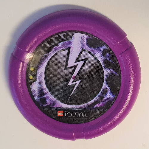 Large Figure Throwing Disk, Electro / Energy, 2 Pips, Lightning Logo Print Lila