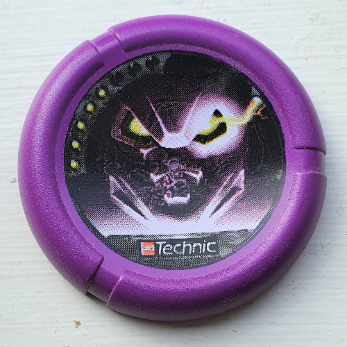 Large Figure Throwing Disk, Electro / Energy, 5 Pips, Head Piece with Glowing Eyes Print Purple