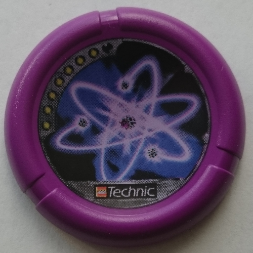 Large Figure Throwing Disk, Electro / Energy, 7 Pips, Atomic Orbitals Print Purple