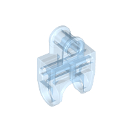 Technic Achse Verbinder 2 × 3 mit Kugelpfanne, offen Seiten Trans-Medium Blue