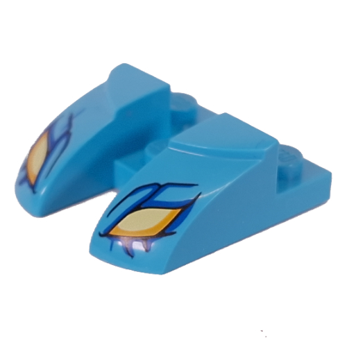 Brick Round, Curved 3 × 3 with Cutout, Eyes print Medium Azure
