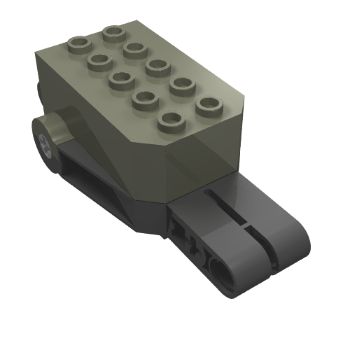 Pullback Motor 9 × 4 × 2 1/3 with Black Base, White Axle Holes, No Studs on Front Top Surface Dunkelgrau