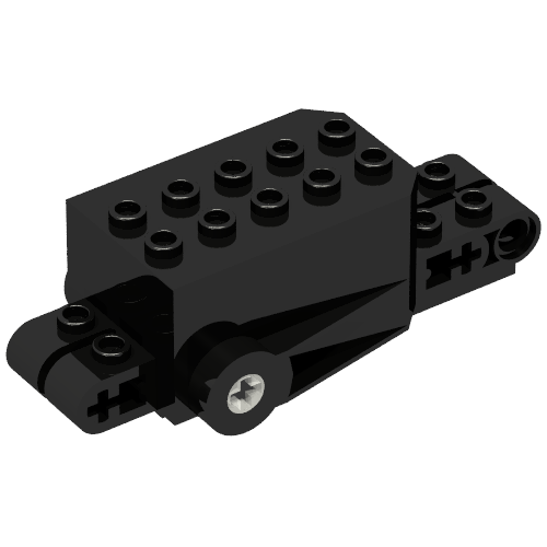 Pullback Motor 9 × 4 × 2 1/3 with Black Base, White Axle Holes, Studs on Front Top Surface Black