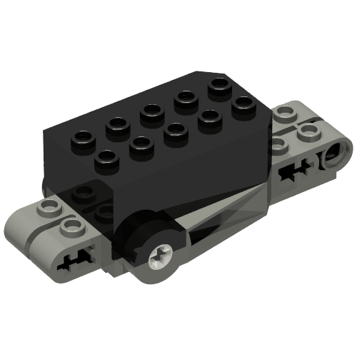 Pullback Motor 9 × 4 × 2 1/3 with Dark Gray Base, White Axle Holes, Studs on Front Top Surface Schwarz