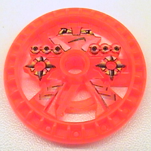 Technic Disc 5 × 5 Notched, Blazooka Transparent-Neonorange