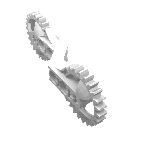 Technic Arm 1 × 7 × 3 with Gear Ends White