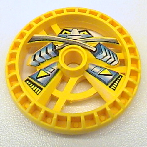 Technic Disc 5 × 5 Notched, Ninja Print Yellow