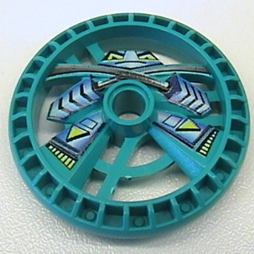 Technic Disc 5 × 5 Notched, Ninja Print Dunkeltürkis