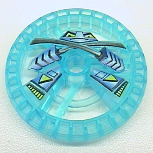 Technic Disc 5 × 5 Notched, Ninja Print Trans-Light Blue