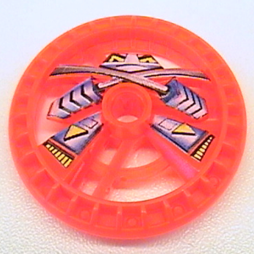 Technic Disc 5 × 5 Notched, Ninja Print Transparent-Neonorange