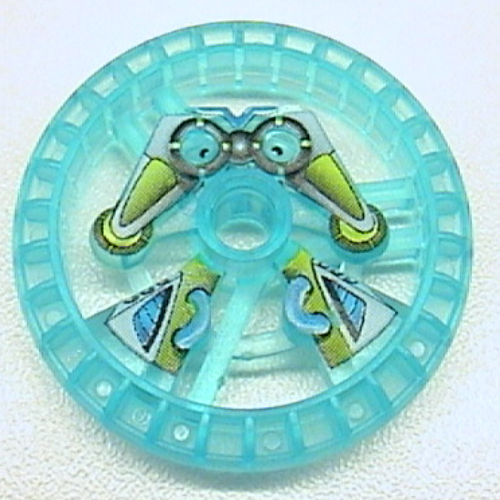 Technic Disc 5 × 5 Notched, Scout Print Trans-Light Blue