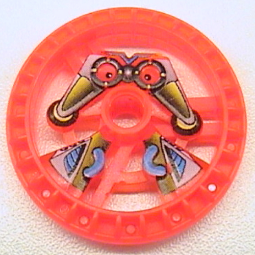 Technic Disc 5 × 5 Notched, Scout Print Transparent-Neonorange
