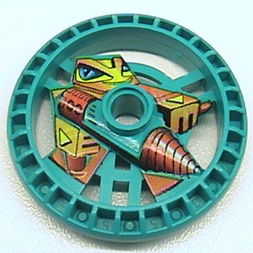 Technic Disc 5 × 5 Notched, Driller print Dark Turquoise