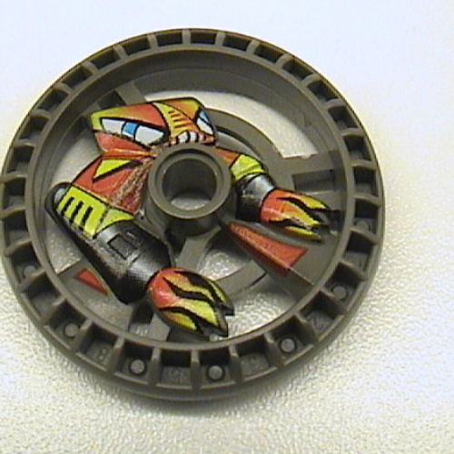Technic Disc 5 × 5 Notched, Flame with Robot Print