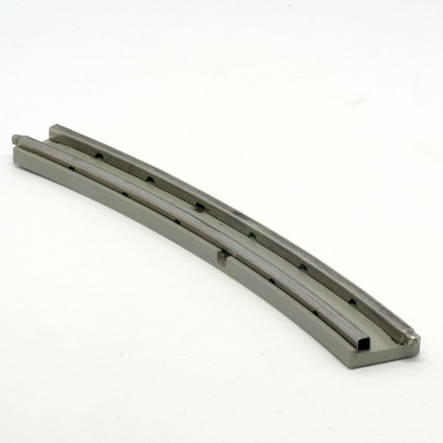 Train Track 12V Conducting Rail Curved [Cable Connection Holes] Hellgrau