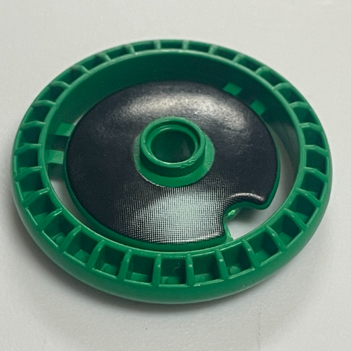 Technic Disc 5 × 5 Notched, No Pin with Pit Droid Nose Print Grün