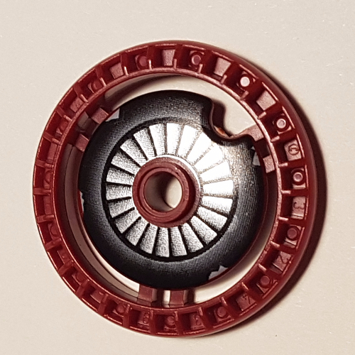 Technic Disc 5 × 5 Notched, No Pin with ARC-170 Starfighter Print Dunkelrot