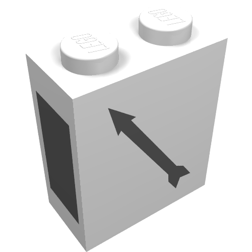 Brick 1 × 2 × 2 with Bottom Tube and Train Point Left Print White