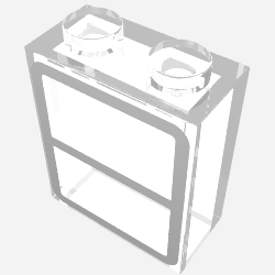 Brick 1 × 2 × 2 with Bottom Tube and Window Print Trans-Clear