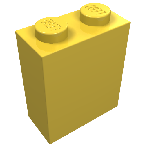 Brick 1 × 2 × 2 with Inside Axle Holder Gelb