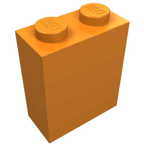 Brick 1 × 2 × 2 with Inside Axle Holder Orange