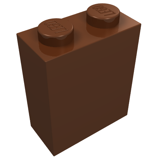 Brick 1 × 2 × 2 with Inside Axle Holder Reddish Brown