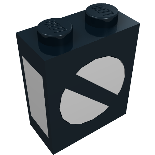 Brick 1 × 2 × 2 with Inside Axle Holder with Train Point Print Schwarz