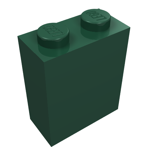 Brick 1 × 2 × 2 with Inside Stud Holder Dunkelgrün