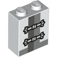 Brick 1 × 2 × 2 with Inside Stud Holder with Rope Master Wu Print White