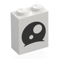 Brick 1 × 2 × 2 with Black Eye, White Iris print White