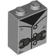 Brick 1 × 2 × 2 with Inside Stud Holder with Vest print Light Bluish Gray