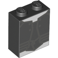 Brick 1 × 2 × 2 with Inside Stud Holder with Gamora Suit print Schwarz