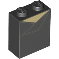Brick 1 × 2 × 2 with Inside Stud Holder with Black Shirt Lapel print Schwarz