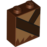 Brick 1 × 2 × 2 with Inside Stud Holder with Shoulder Strap/Belt Chewbacca print Rotbraun