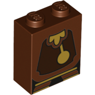 Brick 1 × 2 × 2 with Inside Stud Holder with Clock Pendulum print Rotbraun