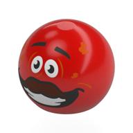 Technic Ball Joint, Face, Black Eyebrows, White Eyes, Reddish Brown Moustache, Smile print Red