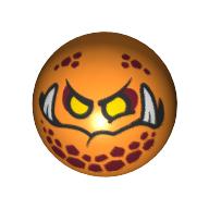 Technic Ball Joint, Yellow Eyes, and 2 White Teeth Print (Globlin) Orange