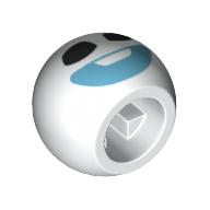 Technic Ball Joint, Black Eyes and Blue Smile Print (Snowgie Head) Weiß