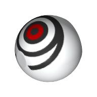 Technic Ball Joint, Black Spiral, Red Circle Print Weiß