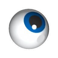 Technic Ball Joint, Eye, Blue Iris print in White