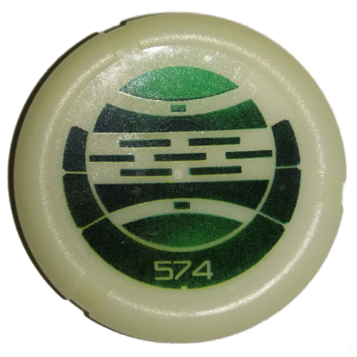 Large Figure Throwing Disc, Kanoka, Le-Metru 574 Print Glow In Dark Opaque