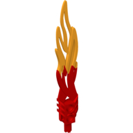 Large Figure Weapon Sword, Toa Flame 2 × 12 with Two Holes, Marbled Yellow Pattern