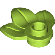 Plant, Plate 1 × 1 Round with 3 Leaves Lime